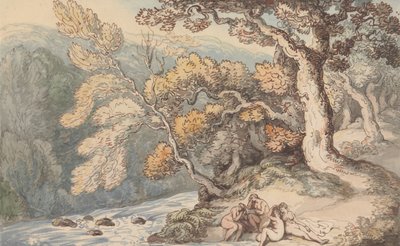 Badende i et landskab af Thomas Rowlandson